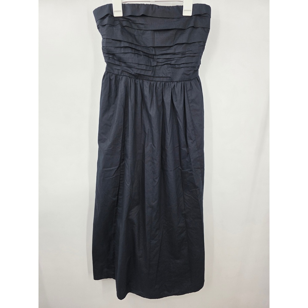 Abercrombie & Fitch Black Strapless Midi Dress Smocked Back Pocket Medium Tall